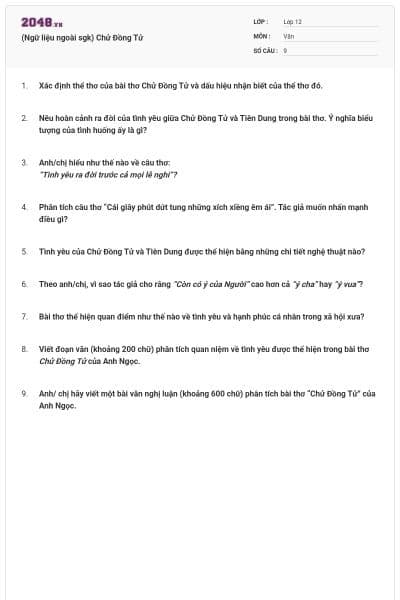 (Ngữ liệu ngoài sgk) Chử Đồng Tử