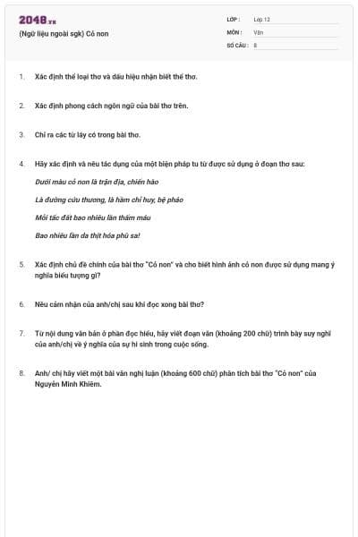 (Ngữ liệu ngoài sgk) Cỏ non