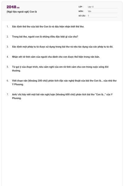 (Ngữ liệu ngoài sgk) Con là