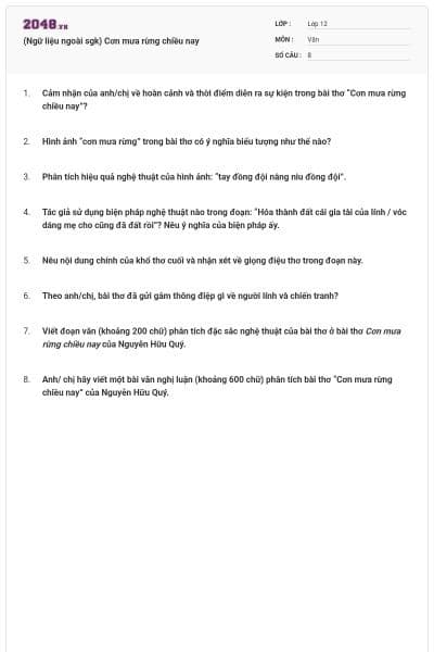 (Ngữ liệu ngoài sgk) Cơn mưa rừng chiều nay