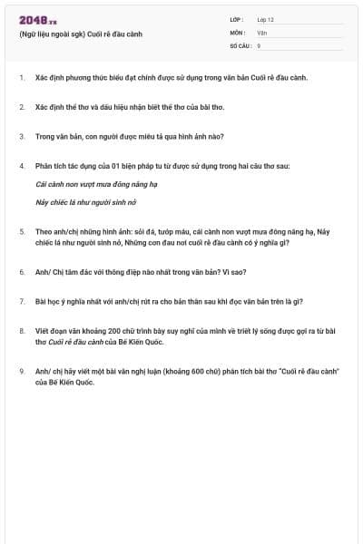 (Ngữ liệu ngoài sgk) Cuối rễ đầu cành