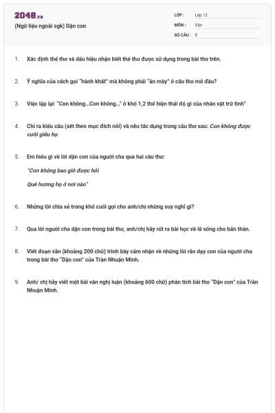 (Ngữ liệu ngoài sgk) Dặn con