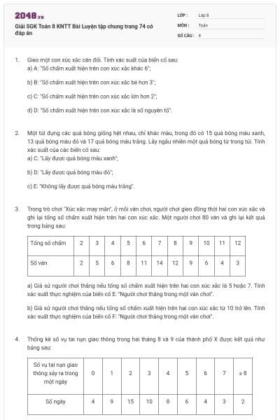 Giải SGK Toán 8 KNTT Bài Luyện tập chung trang 74 có đáp án