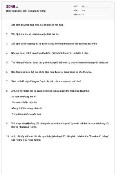 (Ngữ liệu ngoài sgk) Dù năm dù tháng