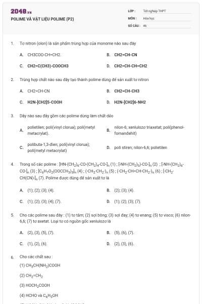 POLIME VÀ VẬT LIỆU POLIME (P2)
