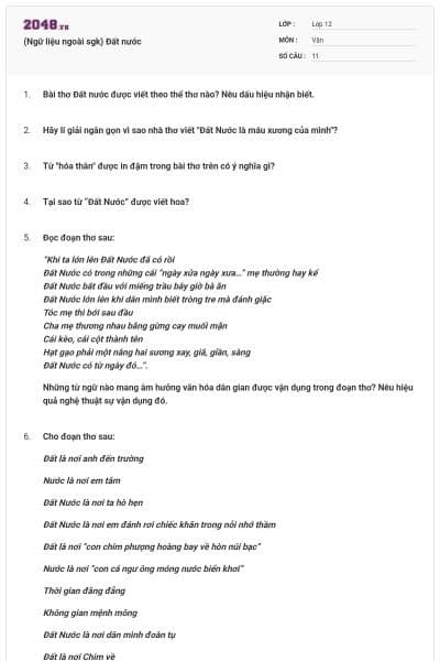 (Ngữ liệu ngoài sgk) Đất nước