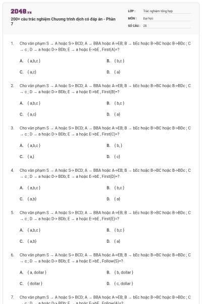 200+ câu trắc nghiệm Chương trình dịch có đáp án - Phần 7