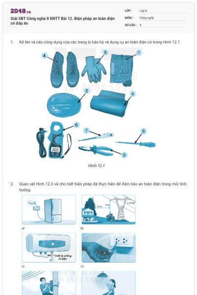 Giải SBT Công nghệ 8 KNTT Bài 12. Biện pháp an toàn điện có đáp án