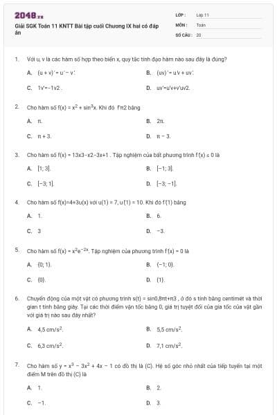 Giải SGK Toán 11 KNTT Bài tập cuối Chương IX hai có đáp án