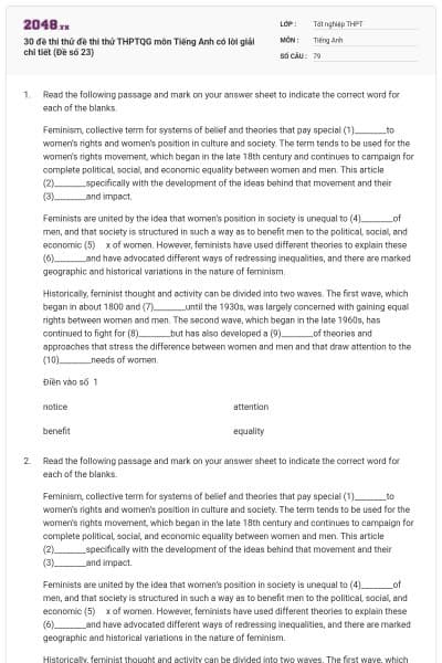 30 đề thi thử đề thi thử THPTQG môn Tiếng Anh có lời giải chi tiết (Đề số 23)
