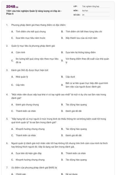 150+ câu trắc nghiệm Quản lý năng lượng có đáp án - Phần 6