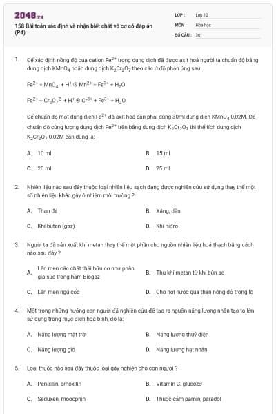 158 Bài toán xác định và nhận biết chất vô cơ có đáp án (P4)