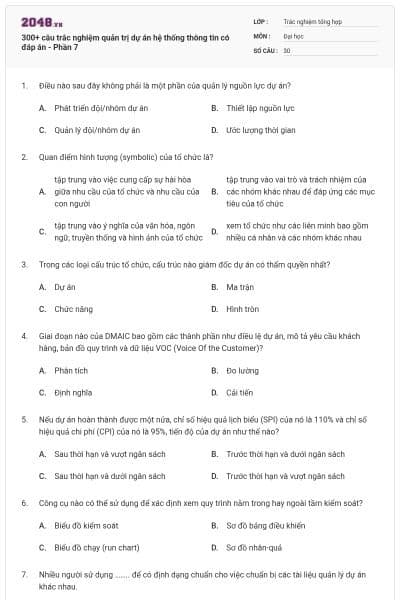 300+ câu trắc nghiệm quản trị dự án hệ thống thông tin có đáp án - Phần 7