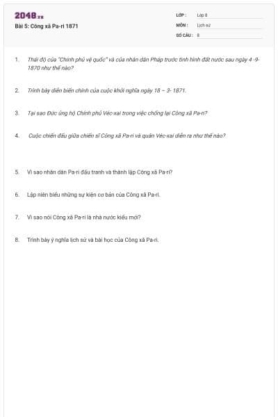 Bài 5: Công xã Pa-ri 1871