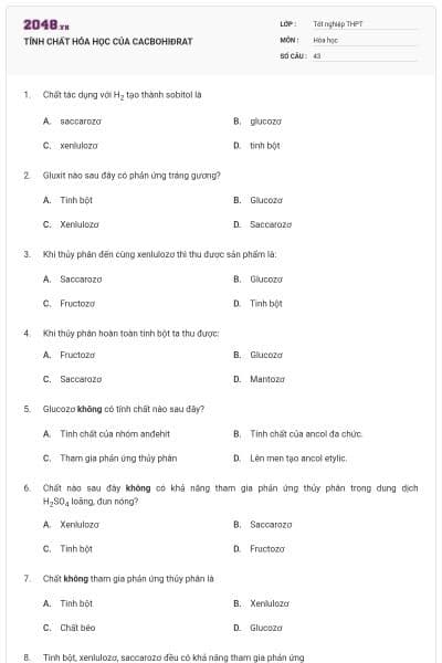 TÍNH CHẤT HÓA HỌC CỦA CACBOHIĐRAT