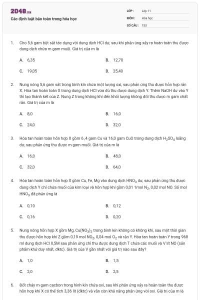 Các định luật bảo toàn trong hóa học