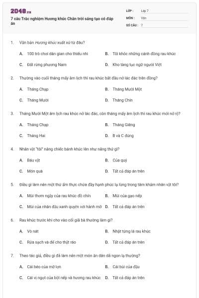 7 câu Trắc nghiệm Hương khúc Chân trời sáng tạo có đáp án