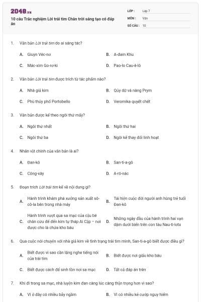 10 câu Trắc nghiệm Lời trái tim Chân trời sáng tạo có đáp án