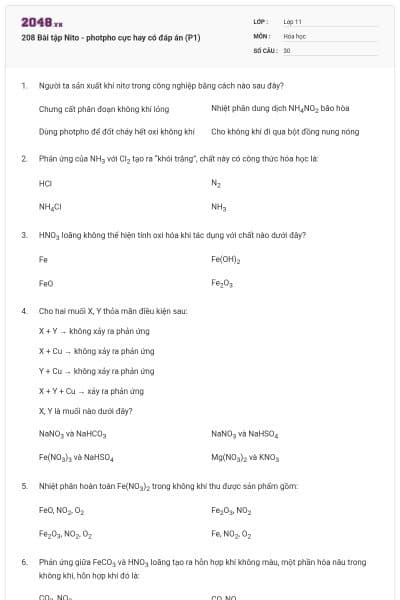 208 Bài tập Nito - photpho cực hay có đáp án (P1)