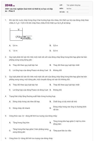 300+ câu trắc nghiệm Quá trình và thiết bị cơ học có đáp án - Phần 8