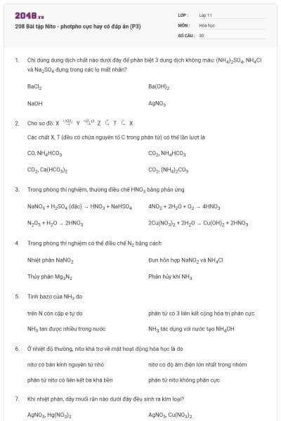 208 Bài tập Nito - photpho cực hay có đáp án (P3)