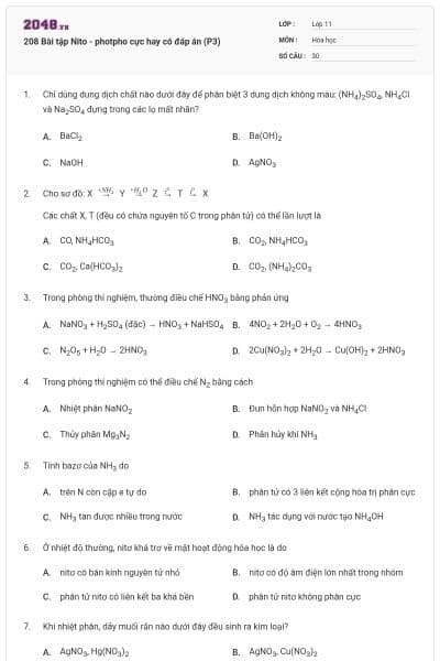 208 Bài tập Nito - photpho cực hay có đáp án (P3)