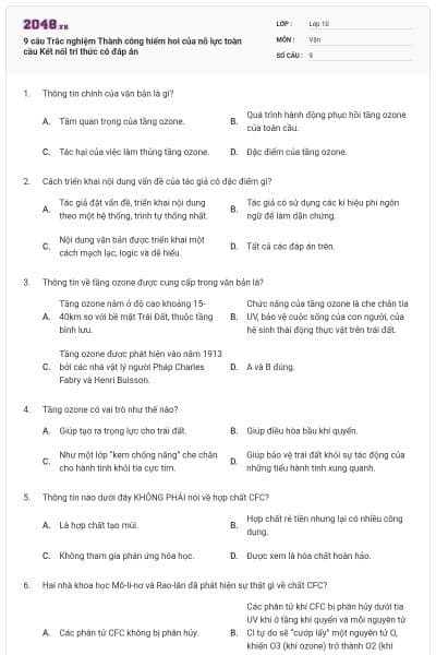9 câu Trắc nghiệm Thành công hiếm hoi của nỗ lực toàn cầu Kết nối tri thức có đáp án
