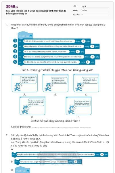 Giải VBT Tin học lớp 4 CTST Tạo chương trình máy tính để kể chuyện có đáp án