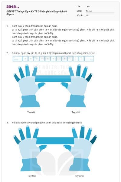 Giải VBT Tin học lớp 4 KNTT Gõ bàn phím đúng cách có đáp án