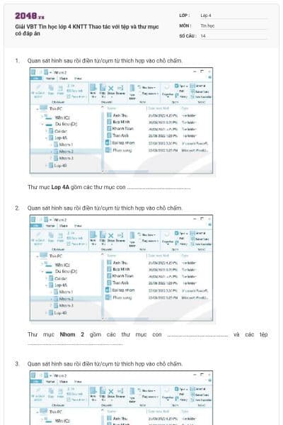Giải VBT Tin học lớp 4 KNTT Thao tác với tệp và thư mục có đáp án