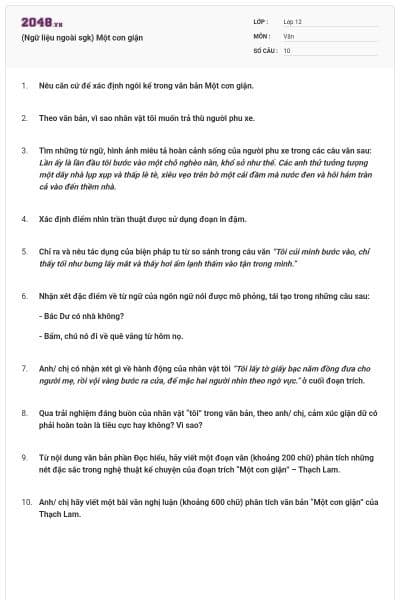 (Ngữ liệu ngoài sgk) Một cơn giận