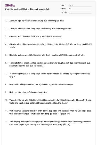 (Ngữ liệu ngoài sgk) Những đứa con trong gia đình