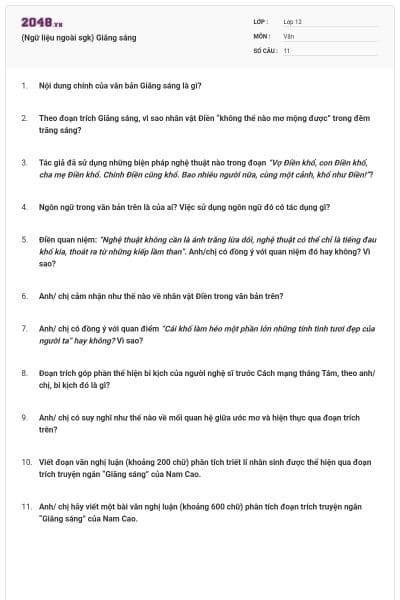 (Ngữ liệu ngoài sgk) Giăng sáng