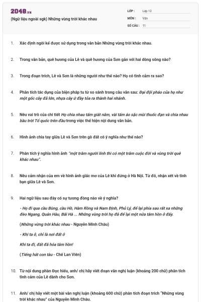 (Ngữ liệu ngoài sgk) Những vùng trời khác nhau