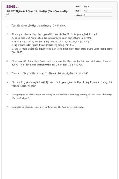 Giải SBT Ngữ văn 8 Cánh diều Lão Hạc (Nam Cao) có đáp án