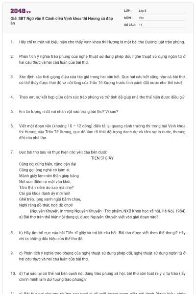 Giải SBT Ngữ văn 8 Cánh diều Vịnh khoa thi Hương có đáp án