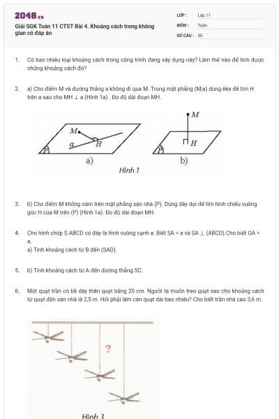 Giải SGK Toán 11 CTST Bài 4. Khoảng cách trong không gian có đáp án