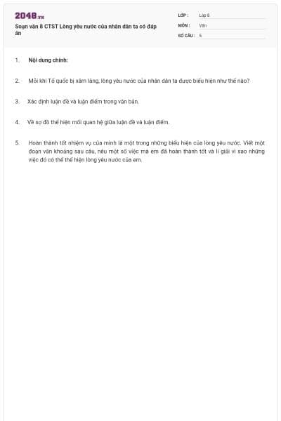 Soạn văn 8 CTST Lòng yêu nước của nhân dân ta có đáp án