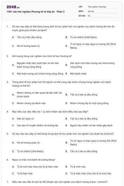 100+ câu trắc nghiệm Phương tễ có đáp án - Phần 2