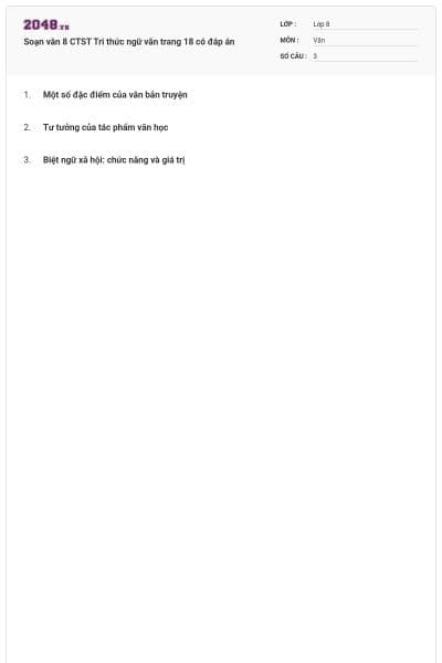 Soạn văn 8 CTST Tri thức ngữ văn trang 18 có đáp án