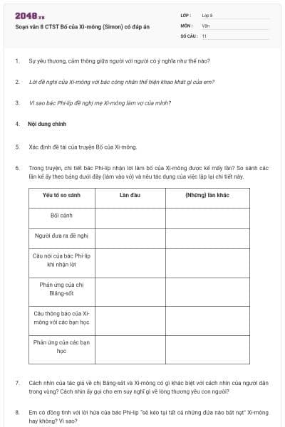 Soạn văn 8 CTST Bố của Xi-mông (Simon) có đáp án