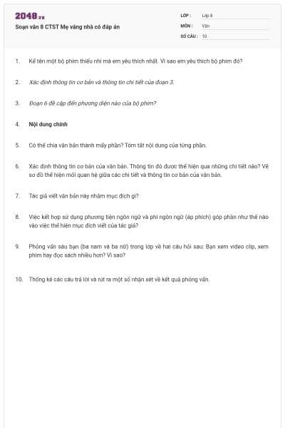 Soạn văn 8 CTST Mẹ vắng nhà có đáp án