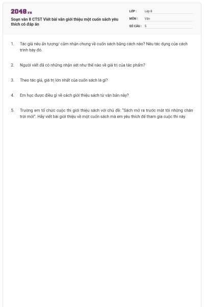 Soạn văn 8 CTST Viết bài văn giới thiệu một cuốn sách yêu thích có đáp án