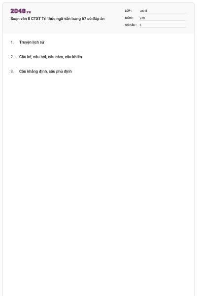 Soạn văn 8 CTST Tri thức ngữ văn trang 67 có đáp án