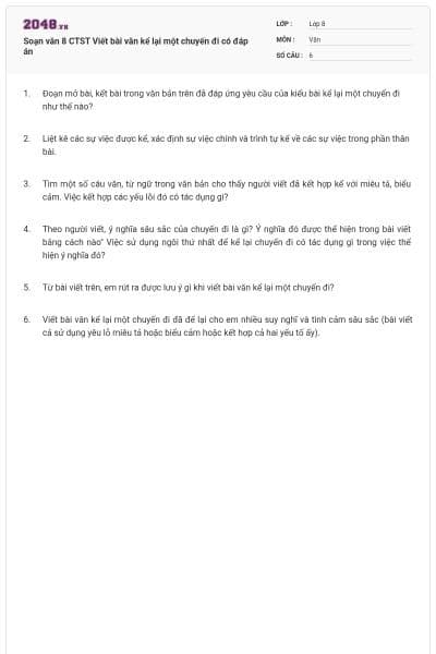 Soạn văn 8 CTST Viết bài văn kể lại một chuyến đi có đáp án