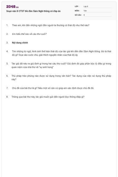 Soạn văn 8 CTST Đề đền Sầm Nghi Đống có đáp án