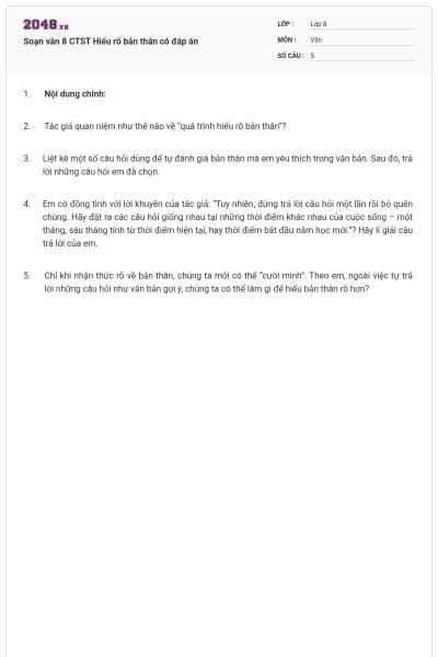 Soạn văn 8 CTST Hiểu rõ bản thân có đáp án