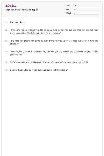 Soạn văn 8 CTST Tự hào có đáp án