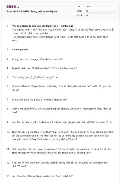 Soạn văn 8 Cánh Diều Trong mắt trẻ có đáp án