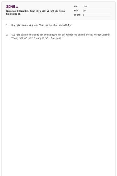 Soạn văn 8 Cánh Diều Trình bày ý kiến về một vấn đề xã hội có đáp án